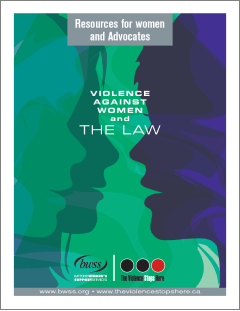 Thumbnail of the manual cover showing stylized profiles of women's faces in shades of green, blue, and purple. It includes the (Battered Women's Support Services logo.