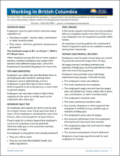 Thumbnail of the first page of the info sheet, with two columns of text and the Government of BC logo.
