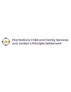 Logo with a circular emblem featuring a bird's-eye view of four human-like figures around a central yellow and green flower motif.