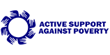 Circle with brush-like shapes attached and organization name.
