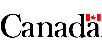 Logo with the word "Canada" and a small Canadian flag above the last "a."