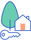 house, key, tree