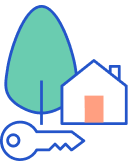 house, key, tree