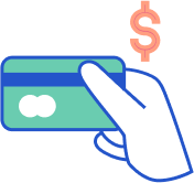 hand and credit card and dollar sign