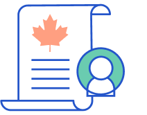 certificate with maple leaf and person